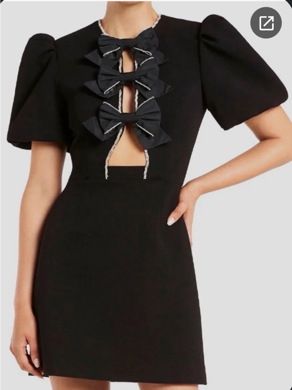 Rebecca Vallance Black Mini Dress with Bow Accents